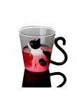 Szklany kubek z kocim wzorem do mleka kawy herbaty z uchwytem w kształcie kociego ogona na prezent na codzień