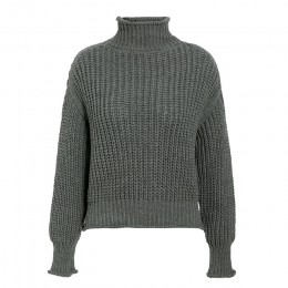 Fargeous Khaki sweter z golfem dla kobiet jesienno-zimowa bluza z długim rękawem 2019 dzianinowa luźna modna sweter Femme
