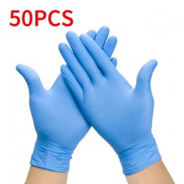 100 sztuk czarny niebieski jednorazowe rękawice lateksowe na sprzątanie domu nitryl/jedzenie/guma/rękawice ogrodowe uniwersalne 