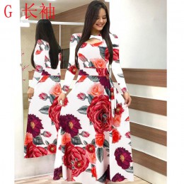 Elegancka wiosenna jesień kobiety sukienka 2019 Casual Bohmia kwiat drukuj Maxi sukienki moda Hollow Out tunika Vestidos sukienk