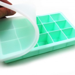 15 siatka spożywcza silikonowa tacka do lodu strona główna z pokrywką DIY Ice forma kostki kwadratowe maszyna do lodów kuchnia a