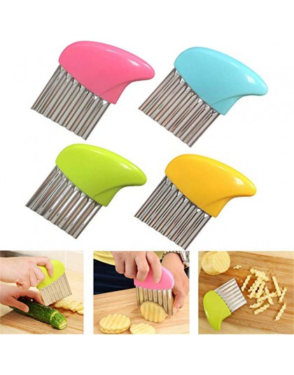 1pc frytki Cutter chipsy ziemniaczane ze stali nierdzewnej Making obieraczka Cut Plastic Handle warzywa kuchenne noże narzędzie 