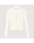 Misswim Sexy guziki dzianiny rozpinany sweter kobiety Slim żebrowane zimowe jesienne swetry kobiece moda plus rozmiar dzianiny 2