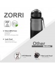 ZORRI lekka butelka do wody bez BPA Tritan Flask бутылка для воды 500 ml/1000 ml CE/EU Drinkware shaker botella de agua