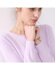 Damski sweter z dzianiny z długim rękawem zwinięty kołnierz z dekoltem w kształcie litery "o" kobiecy krótki Casual jednolita mo