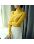 Sweter kobiet miękkie koreański styl Skinny zima sweter z golfem kobiety Bodycon swetry basic z długim rękawem Pull Femme płaszc