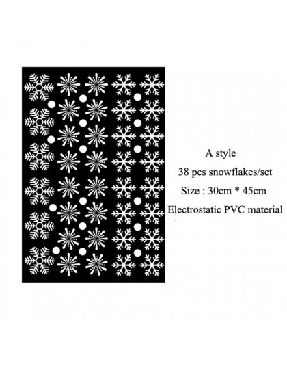 38 sztuk/partia snowflake naklejki elektrostatyczne szklane okno dla dzieci pokój zima dekoracji świąteczne naklejki ścienne nak