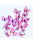 12 sztuk Multicolor dwuwarstwowe skrzydła 3D naklejka na ścianę z motylem magnes pcv motyle Party Kids sypialnia lodówka Decor m