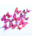 12 sztuk Multicolor dwuwarstwowe skrzydła 3D naklejka na ścianę z motylem magnes pcv motyle Party Kids sypialnia lodówka Decor m