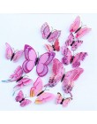 12 sztuk Multicolor dwuwarstwowe skrzydła 3D naklejka na ścianę z motylem magnes pcv motyle Party Kids sypialnia lodówka Decor m