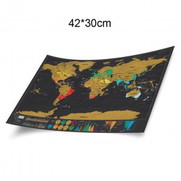 1 szt. Deluxe Erase czarna mapa świata Scratch na mapę świata spersonalizowana porysowana podróż na mapę pokoju naklejki ścienne
