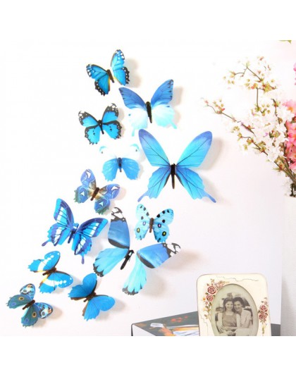 12 sztuk naklejka na ścianę z motylami naklejki na ścianę nowy rok dekoracje domu 3D Butterfly tapeta z pvc do salonu