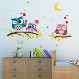 Tapeta naklejka Happy wymienny wodoodporny Cartoon zwierząt sowa naklejka ścienna dla dzieci Home Decor tapety do salonu