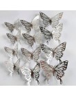 12 sztuk/partia nowy 3D Hollow złoty srebrny motyl naklejki ścienne artystyczny dom dekoracje ścienne naklejki na wesele sklep