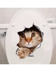 Otwór widok żywe koty 3D naklejki ścienne toaleta wc salon dekoracji zwierząt etykiety winylowe Art naklejka ścienna plakat GHMY