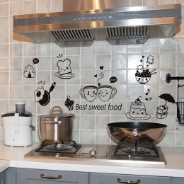 Naklejki ścienne kuchenne kawa słodka żywność diy ściana Art dekoracyjna naklejka piekarnik jadalnia tapety naklejki ścienne pcv