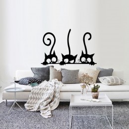 Trzy śmieszne koty naklejka na ścianę zwierzę domowe pokój okna pcv naklejki ścienne DIY dekoracje wymienny 3D naklejki ścienne 