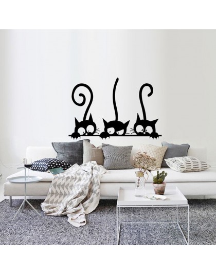 Trzy śmieszne koty naklejka na ścianę zwierzę domowe pokój okna pcv naklejki ścienne DIY dekoracje wymienny 3D naklejki ścienne 