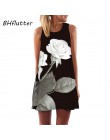 BHflutter kobiety sukienka 2018 New Arrival nadruk z różą bez rękawów letnia sukienka O neck Casual luźne Mini sukienki szyfonow