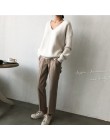 Damskie swetry 2020 jesienno-zimowa Casual V Neck kobiety swetry sweter jednolity kolor, długi rękaw moda luźna dzianina kaszmir