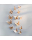 12 sztuk/zestaw różowe złoto 3D Hollow naklejka na ścianę z motylem do wystroju domu motyle naklejki dekoracja pokoju na dekorac