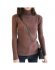 Jesień jesień sweter damski Slim miękki długi rękaw na szyję dzianinowy sweter Sexy Slim Stretch swetry z golfem