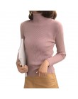 Jesień jesień sweter damski Slim miękki długi rękaw na szyję dzianinowy sweter Sexy Slim Stretch swetry z golfem