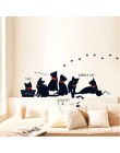 Naklejki ścienne winylowe tapety kreskówka zwierzęta czarny kot rodzina sofa do salonu naklejki ścienne dekoracja domu plakat do