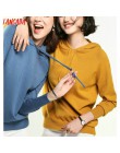 Tangada moda kobieta stałe sweter z kapturem kobiet z długim rękawem w koreańskim stylu szykowny miękkie swetry sweter panie pul