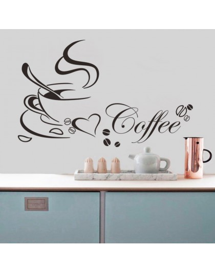 Kubek do kawy z serca vinyl kalkomania cytat restauracja kuchnia usuwalne naklejki ścienne dekoracje dla domu diy ścienne mural 