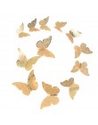 12 sztuk/zestaw 3D naklejki ścienne Hollow Butterfly papieru 3 rozmiary srebrne złote naklejki naklejki na lodówkę strona główna