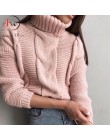 2019 jesienno-zimowy krótki sweter damski dzianinowy swetry z golfem Casual miękki sweter moda z długim rękawem Pull Femme
