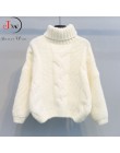 2019 jesienno-zimowy krótki sweter damski dzianinowy swetry z golfem Casual miękki sweter moda z długim rękawem Pull Femme
