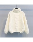 2019 jesienno-zimowy krótki sweter damski dzianinowy swetry z golfem Casual miękki sweter moda z długim rękawem Pull Femme