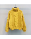 2019 jesienno-zimowy krótki sweter damski dzianinowy swetry z golfem Casual miękki sweter moda z długim rękawem Pull Femme