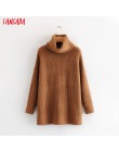 Tangada kobiety swetry swetry z golfem oversize moda zimowa 2019 długi sweter płaszcz rękaw w kształcie skrzydła nietoperza boże