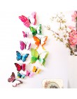 12 sztuk zestaw naklejek ściennych 3D motyl kolorowe podwójna warstwa naklejki ścienne na ścianie do dekoracji strony wodoodporn