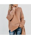 Danjeaner kobiety Retro golf dzianiny długie swetry jesień zima dorywczo luźne jednolite swetry gruby dzianinowy sweter Pull