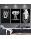Płótno malowanie zwierzę Wall Art Lion Elephant Deer Zebra plakaty i druki zdjęcia ścienny do dekoracji salonu Home Decor