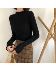 Neploe 2020 jesień zima Ruffles sweter z golfem Ruched kobiety swetry wysoki elastyczny jednolity, damski Slim Sexy dzianinowe s