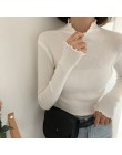 Neploe 2020 jesień zima Ruffles sweter z golfem Ruched kobiety swetry wysoki elastyczny jednolity, damski Slim Sexy dzianinowe s