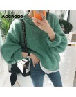 Luźny zwiewny oversize sweter przez głowę zabudowany z długim rękawem ciepły modny oryginalny