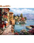 RUOPOTY ramka łabędź zwierzęta ręcznie malowany obrazek By Numbers Wall Art Picture płótno akrylowe malowanie na dekoracje ślubn