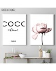 Piwonia dekoracje ścienne z motywem kwiatowym Coco Print modna sztuka plakat rumieniec różowe wydruki na płótnie malarstwo dekor