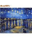 RUOPOTY ramka łabędź zwierzęta ręcznie malowany obrazek By Numbers Wall Art Picture płótno akrylowe malowanie na dekoracje ślubn