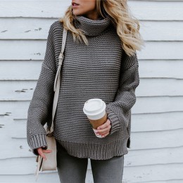 Danjeaner kobiety Retro golf dzianiny długie swetry jesień zima dorywczo luźne jednolite swetry gruby dzianinowy sweter Pull