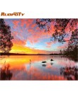 RUOPOTY ramka łabędź zwierzęta ręcznie malowany obrazek By Numbers Wall Art Picture płótno akrylowe malowanie na dekoracje ślubn