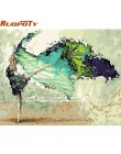 RUOPOTY ramka łabędź zwierzęta ręcznie malowany obrazek By Numbers Wall Art Picture płótno akrylowe malowanie na dekoracje ślubn