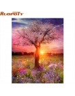 RUOPOTY ramka łabędź zwierzęta ręcznie malowany obrazek By Numbers Wall Art Picture płótno akrylowe malowanie na dekoracje ślubn