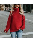 Danjeaner kobiety Retro golf dzianiny długie swetry jesień zima dorywczo luźne jednolite swetry gruby dzianinowy sweter Pull